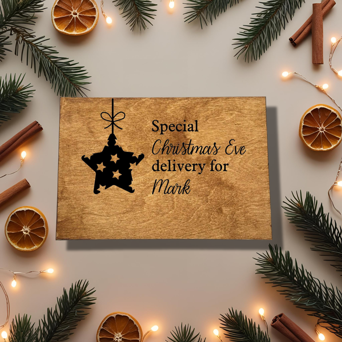 Personalised Wooden Christmas Box – Star Edition – Large Rectangular