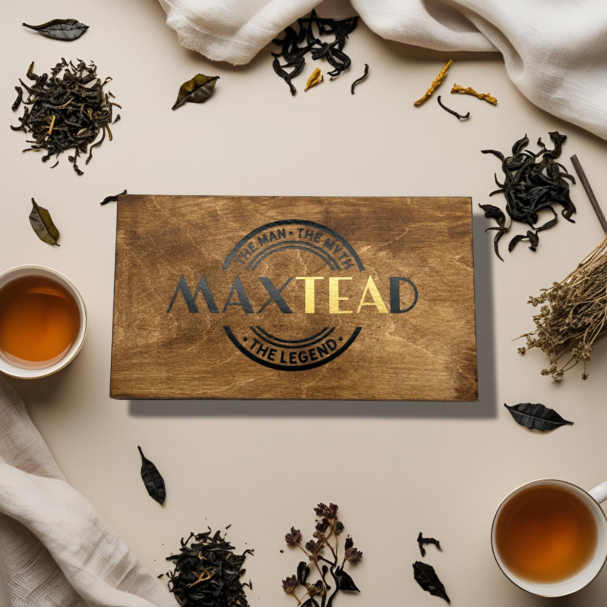 Personalised tea box – Maxtead Design – 6 compartments