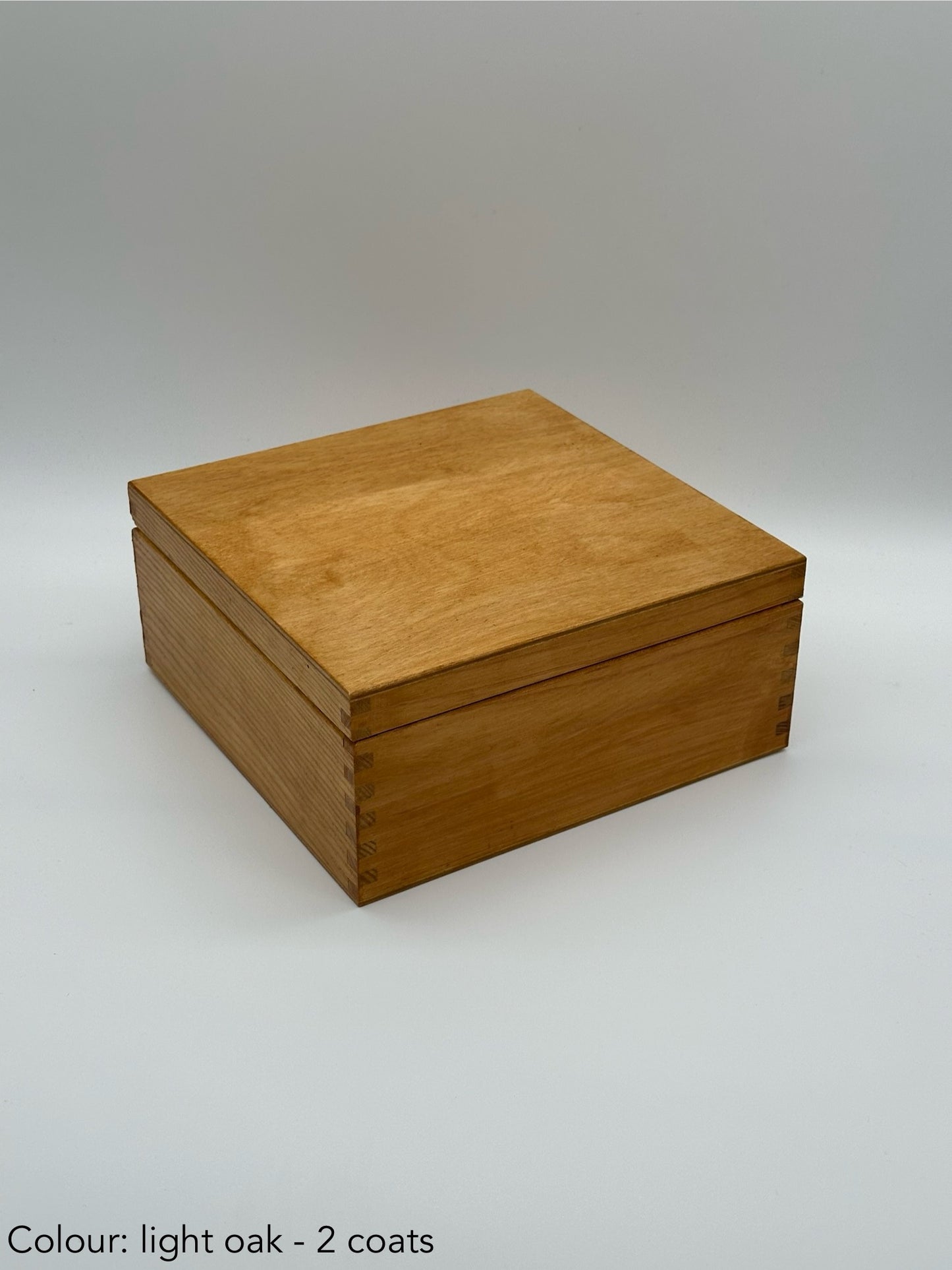 Painted large square box - light oak