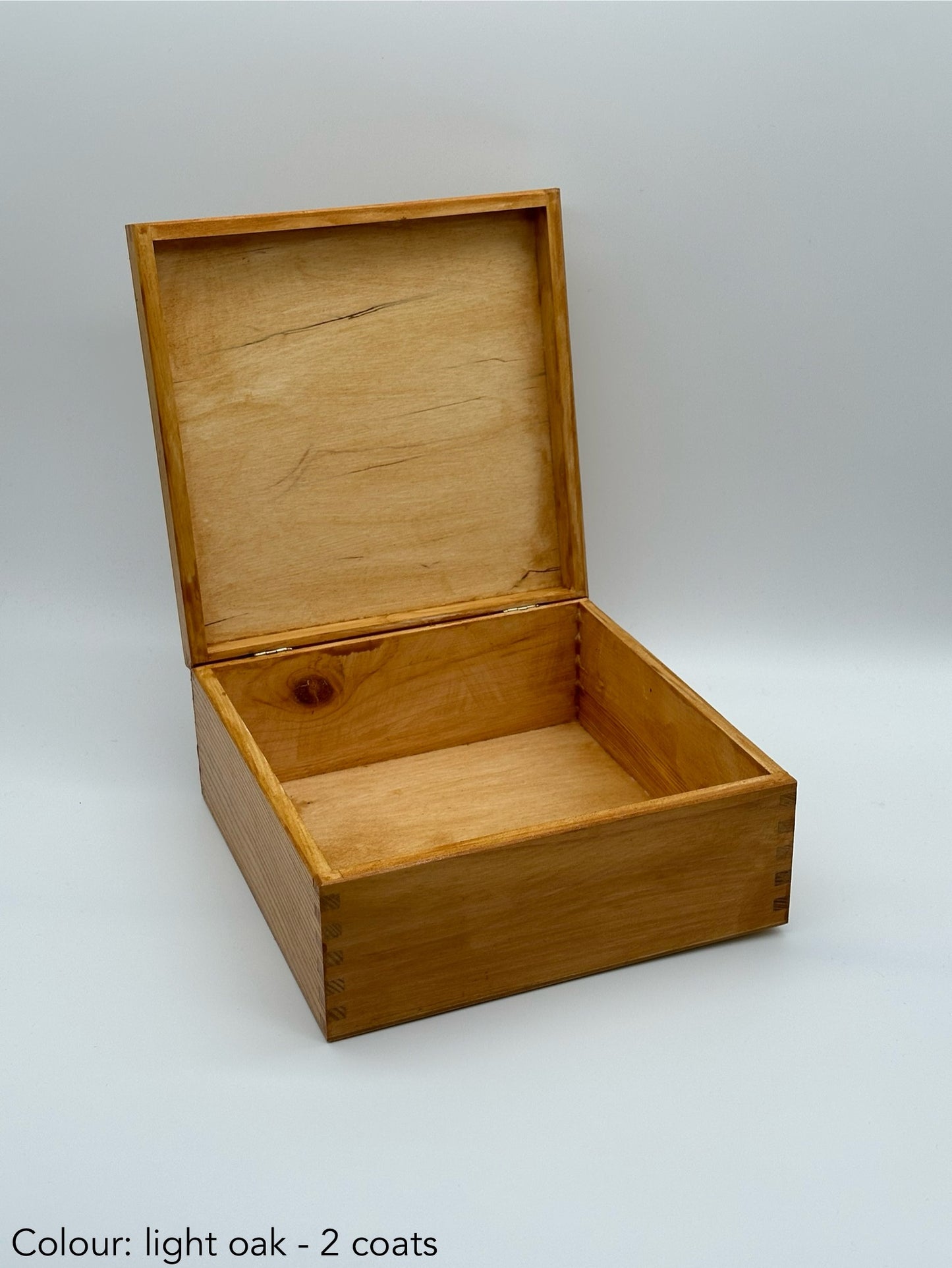 Painted large square box - light oak