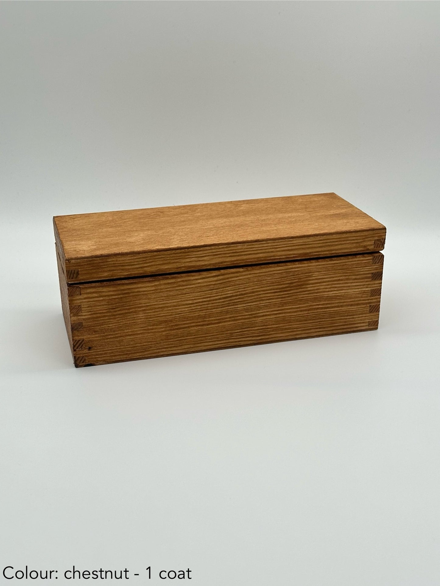 Personalised Painted Tea Box – 3 Compartments – Chestnut