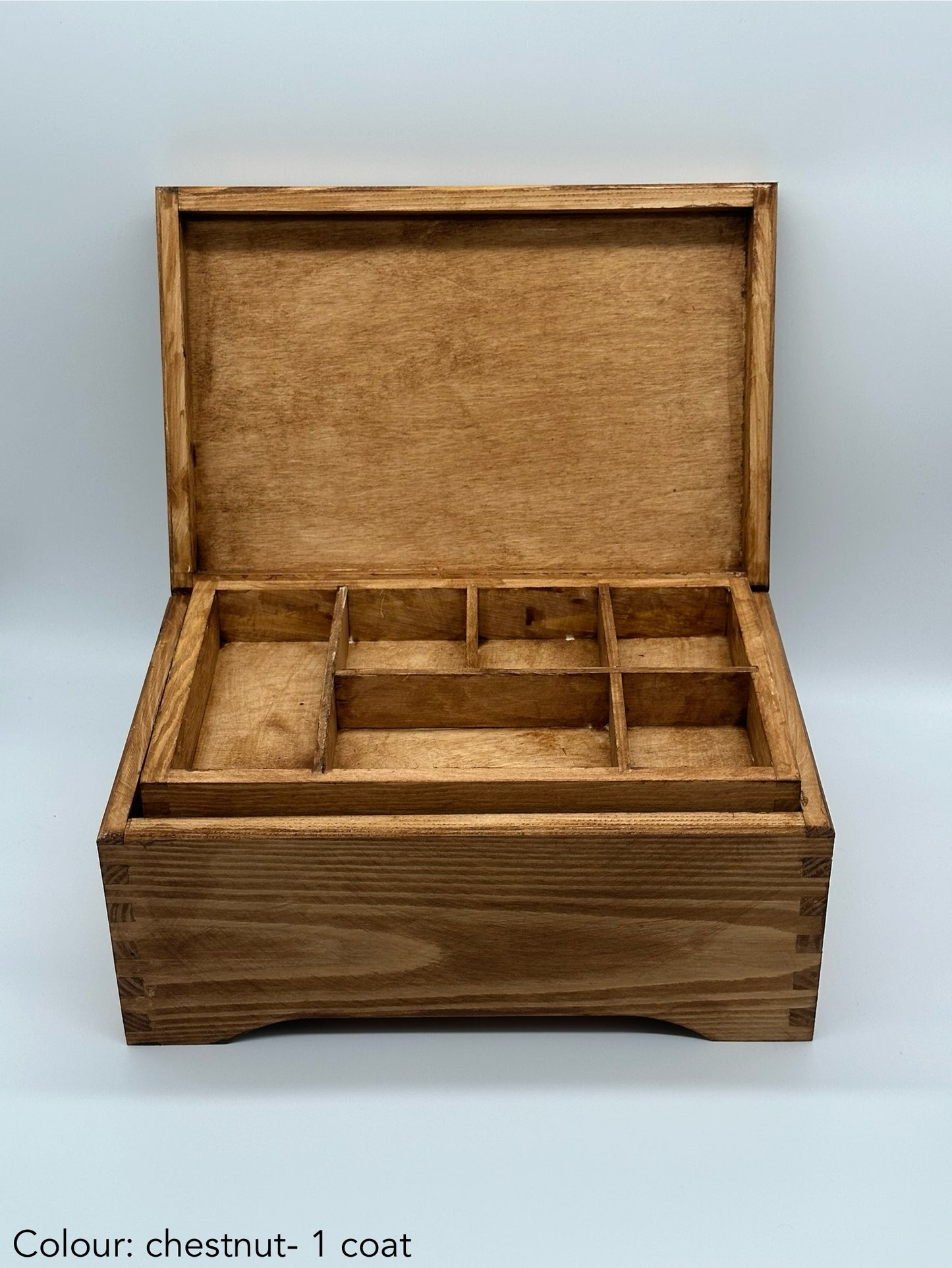 Painted Wooden Jewellery Box – Chestnut – Plain Compartments