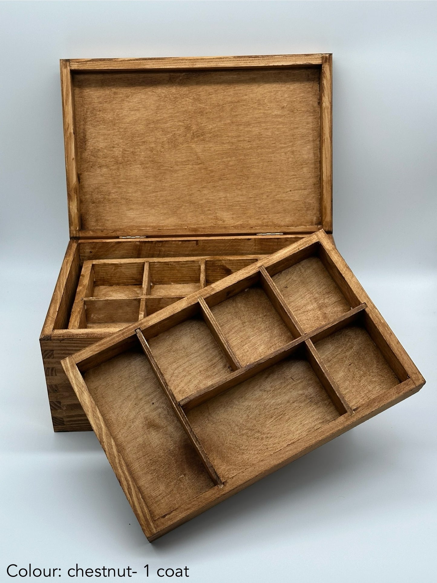 Painted Wooden Jewellery Box – Chestnut – Plain Compartments