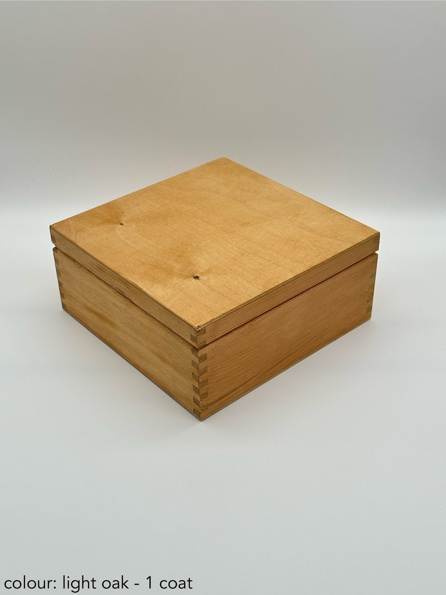 Painted large square box - light oak