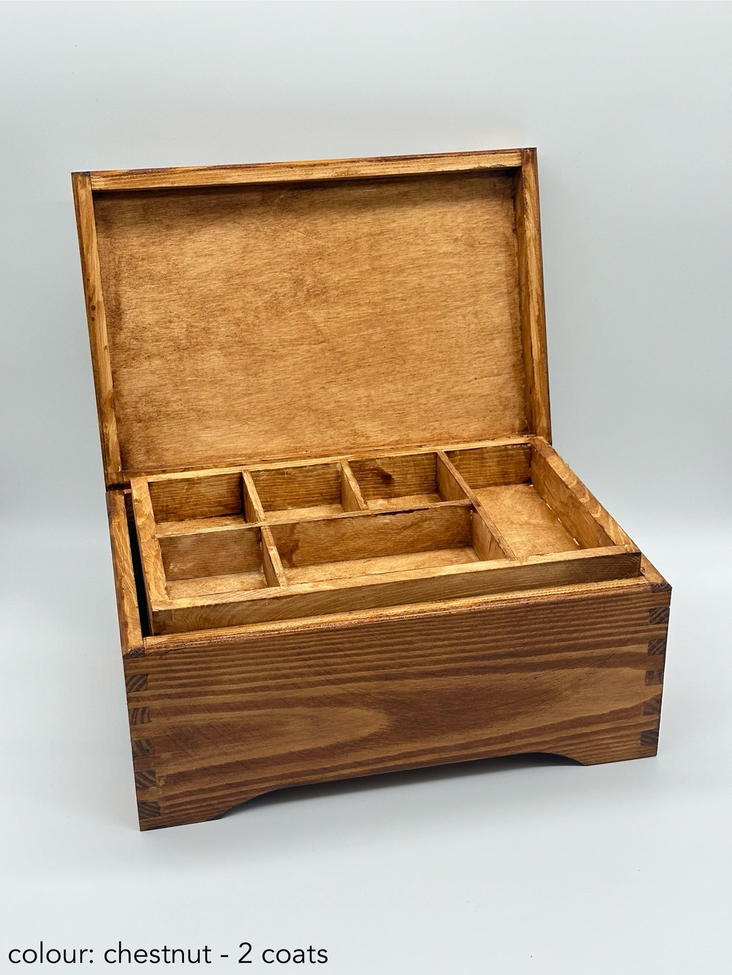 Painted Wooden Jewellery Box – Chestnut – Plain Compartments