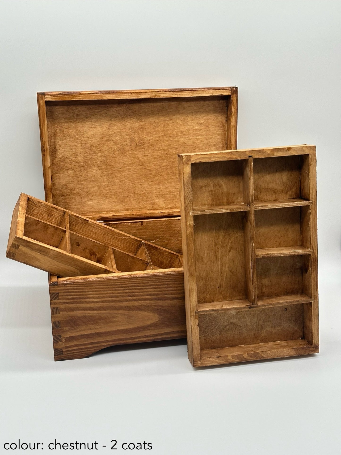 Painted Wooden Jewellery Box – Chestnut – Plain Compartments