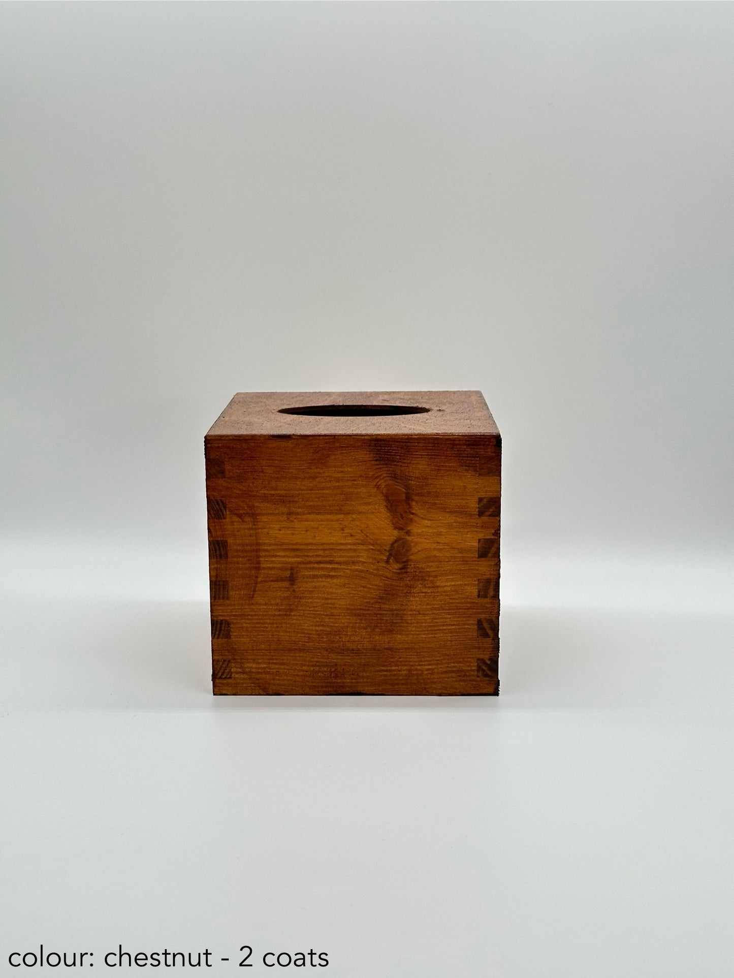 Painted Wooden Square Tissue Box – Chestnut