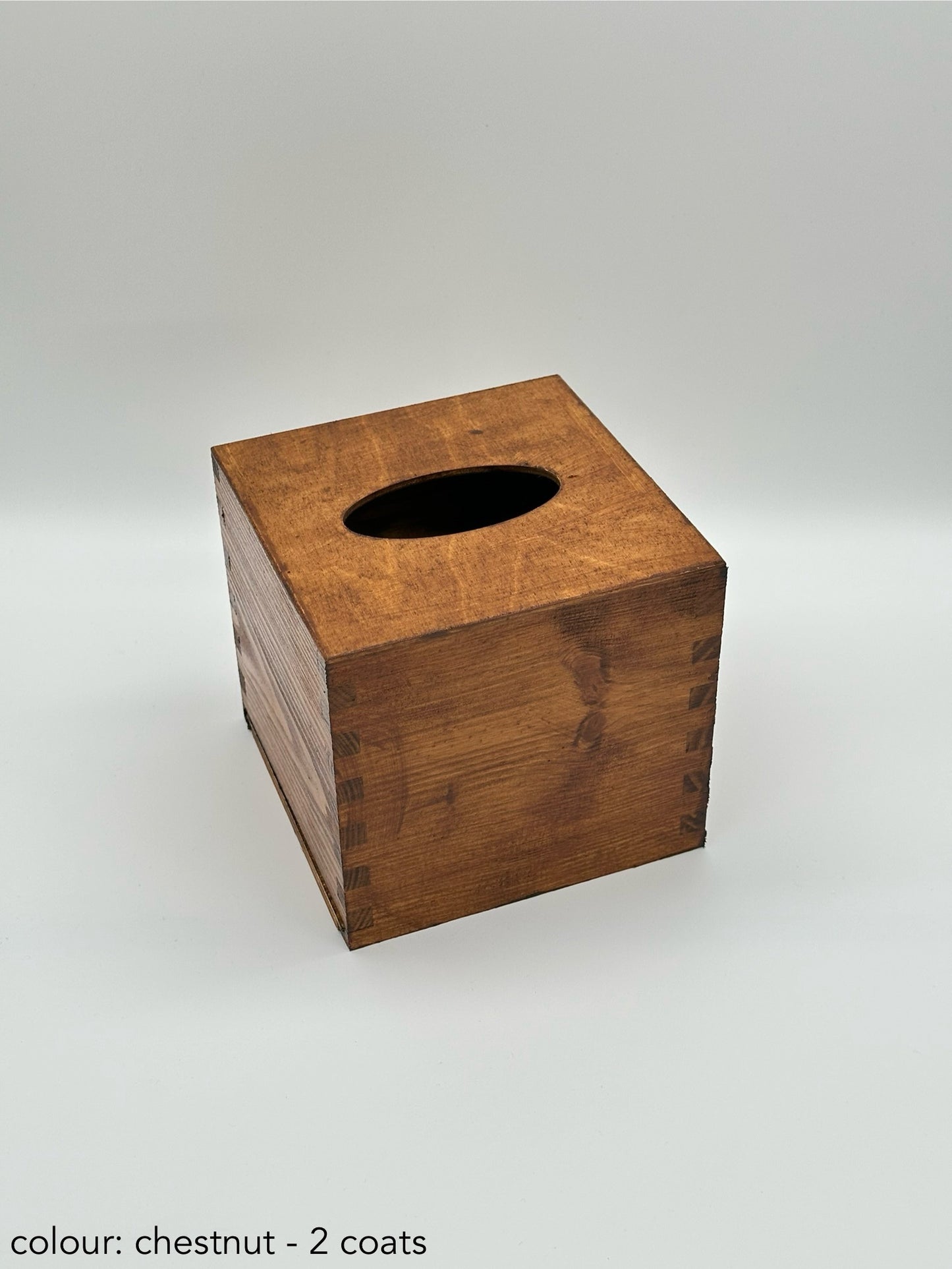 Painted Wooden Square Tissue Box – Chestnut