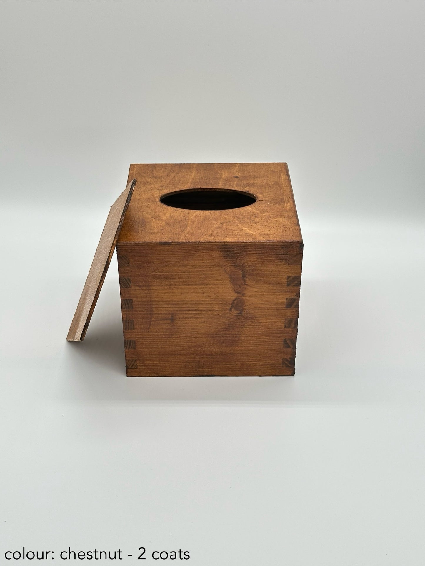 Painted Wooden Square Tissue Box – Chestnut
