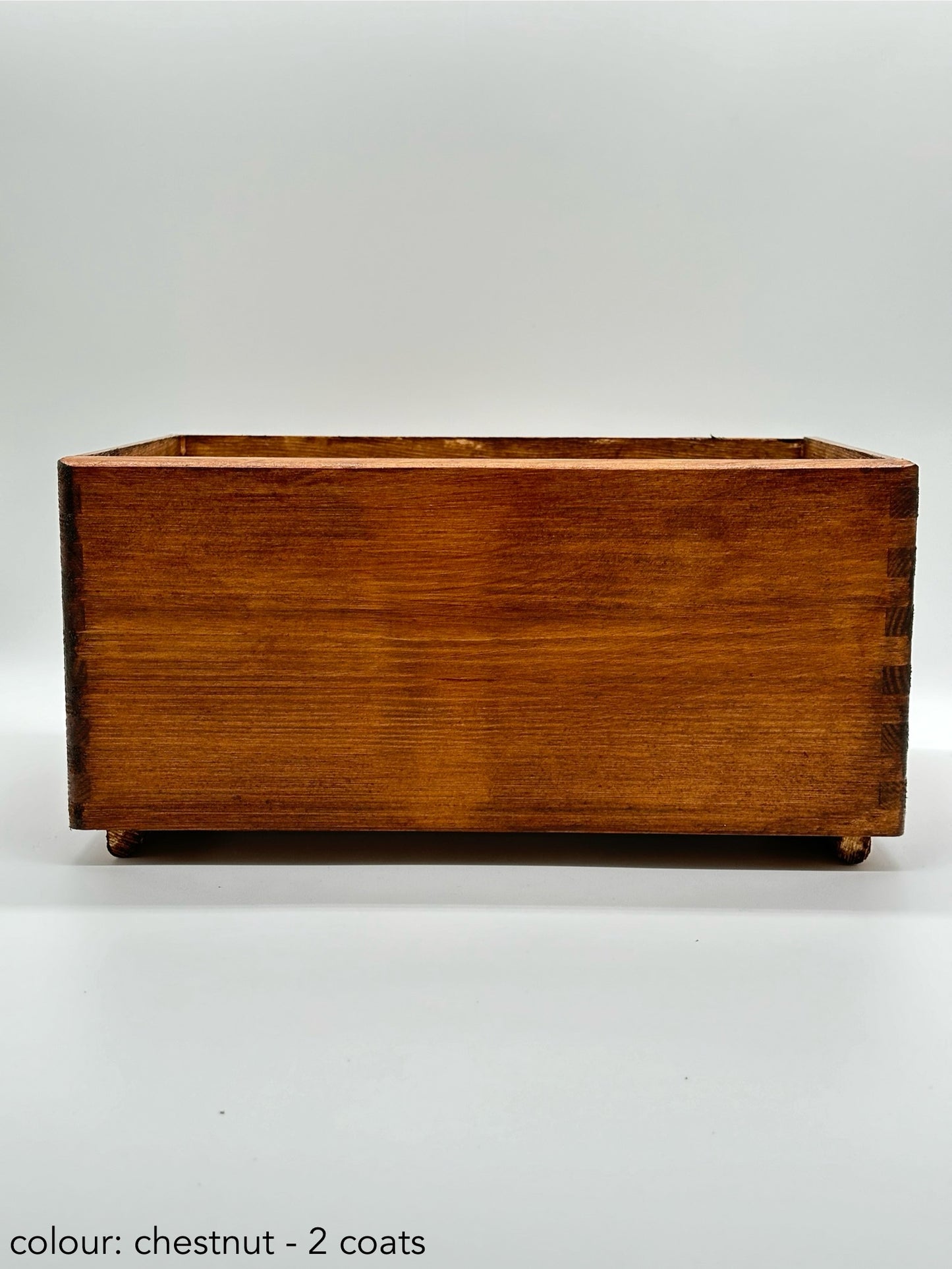 Painted rectangular box without lid - chestnut