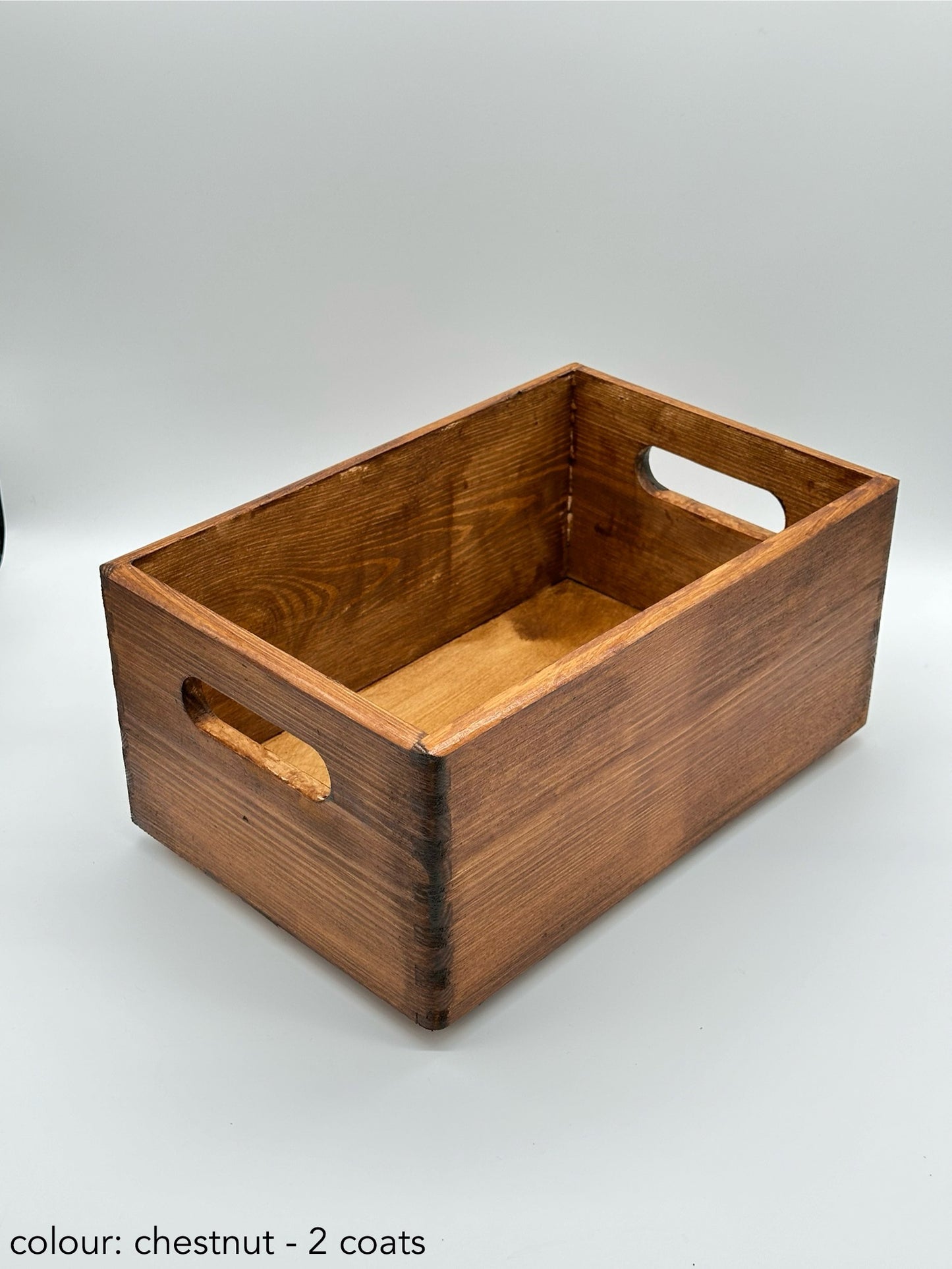 Painted rectangular box without lid - chestnut