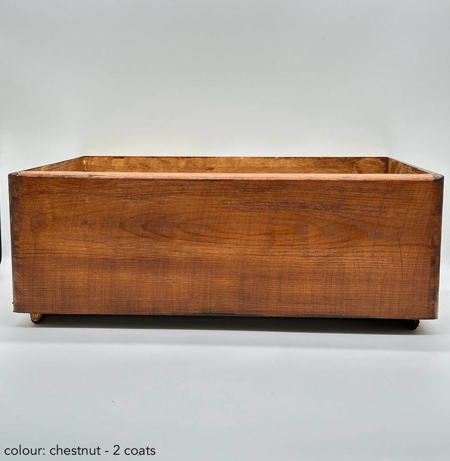 Painted large rectangular box without lid - chestnut