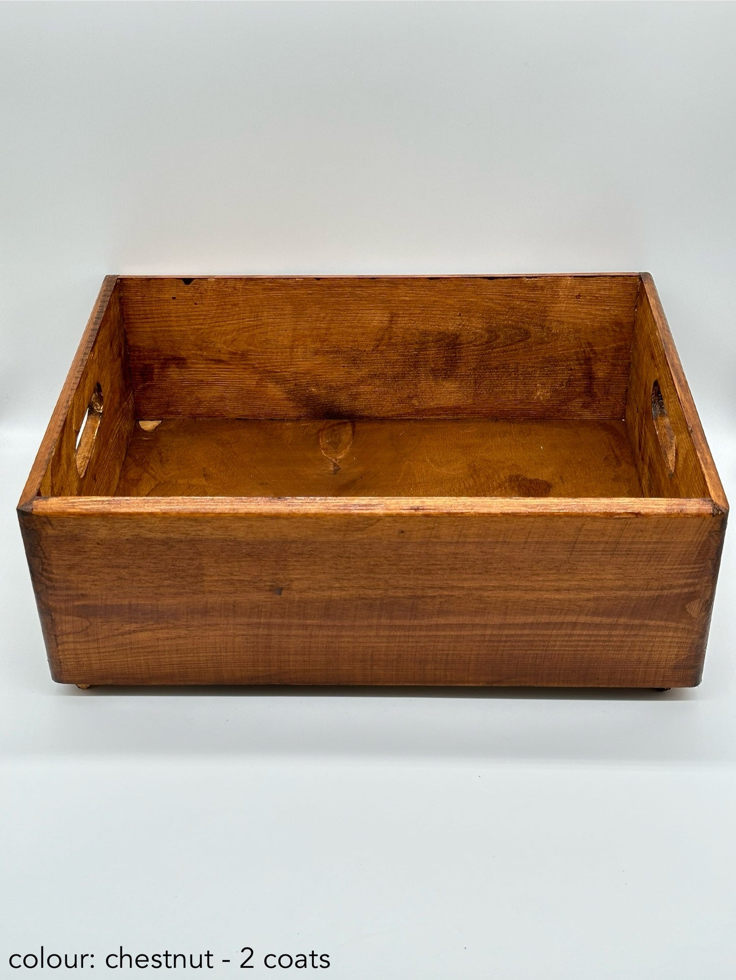 Painted large rectangular box without lid - chestnut