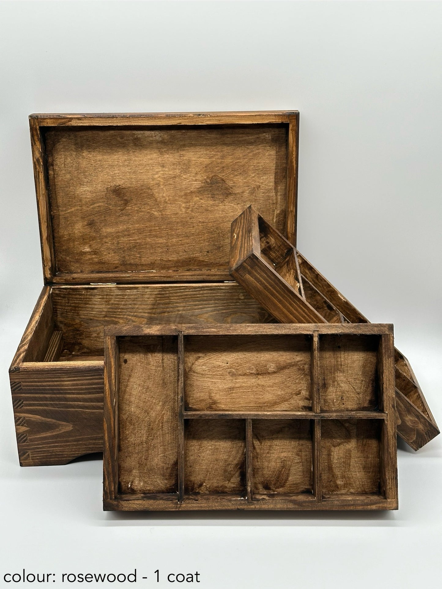 Painted Wooden Jewellery Box – Rosewood – Plain Compartments