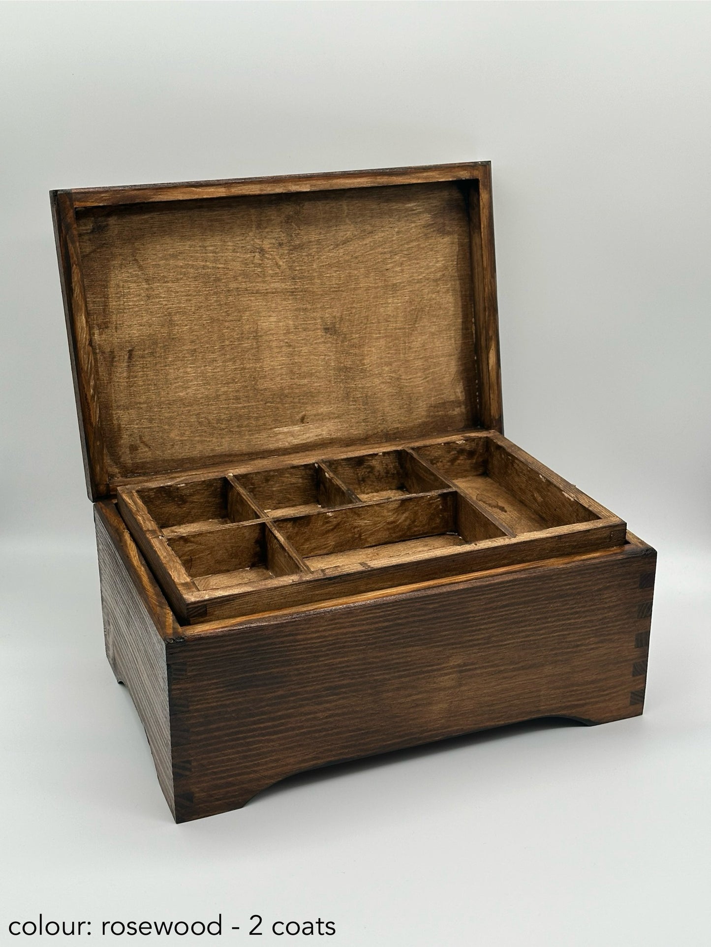 Painted Wooden Jewellery Box – Rosewood – Plain Compartments