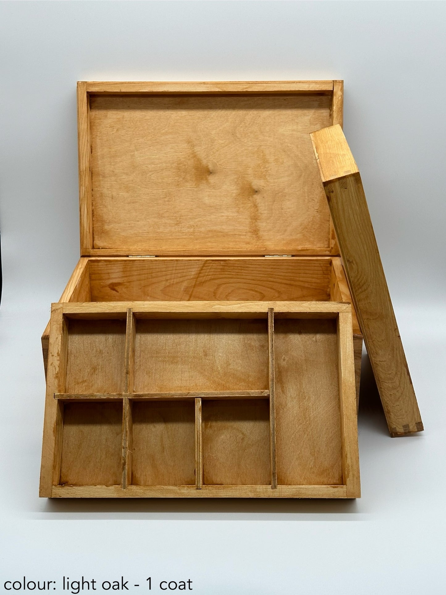 Painted Wooden Jewellery Box – Light Oak – Plain Compartments