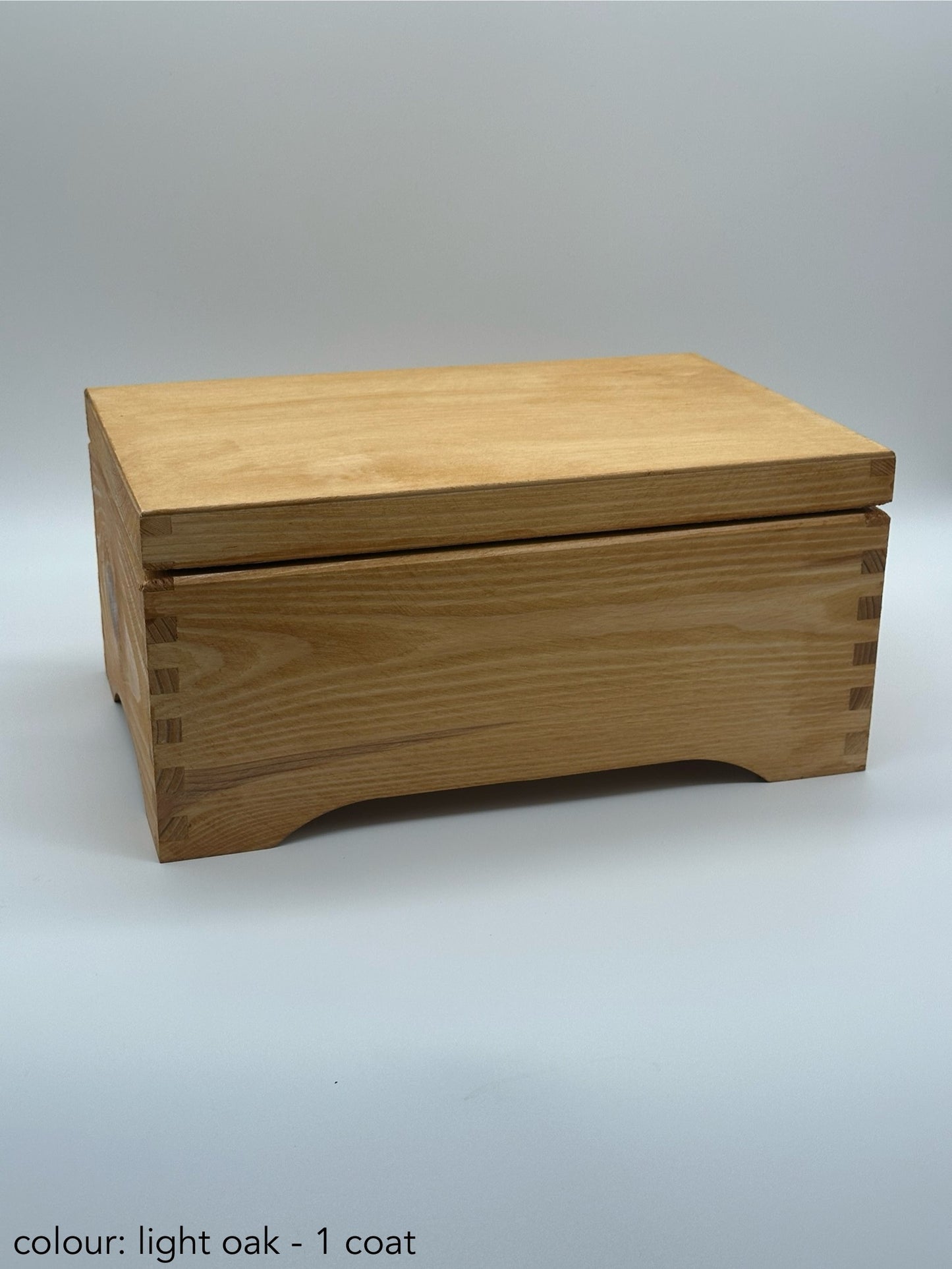 Painted Wooden Jewellery Box – Light Oak – Plain Compartments