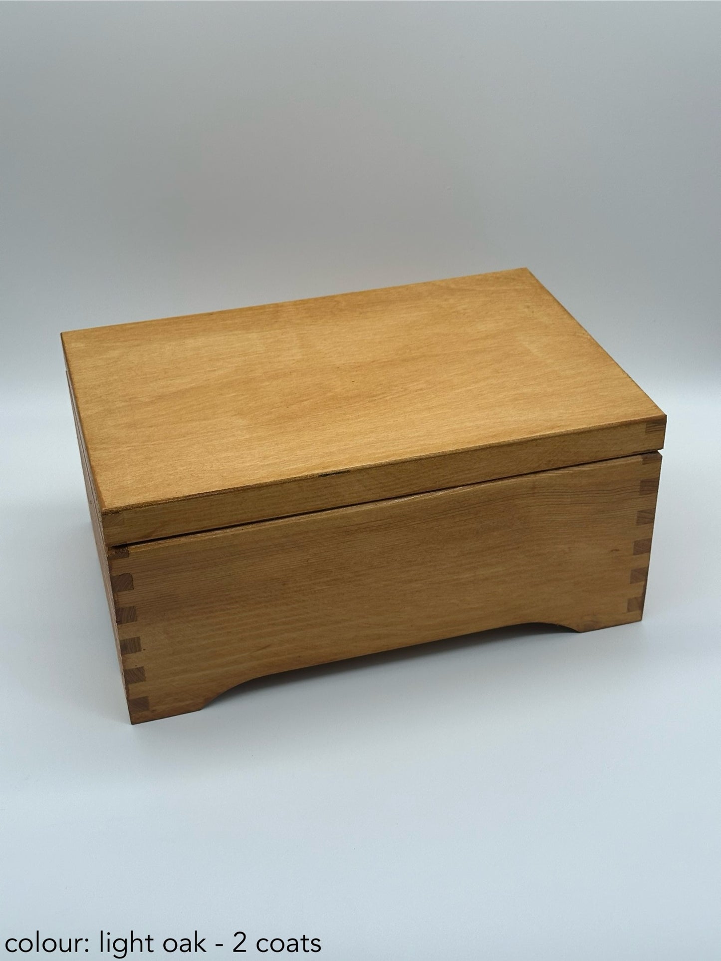Painted Wooden Jewellery Box – Light Oak – Plain Compartments