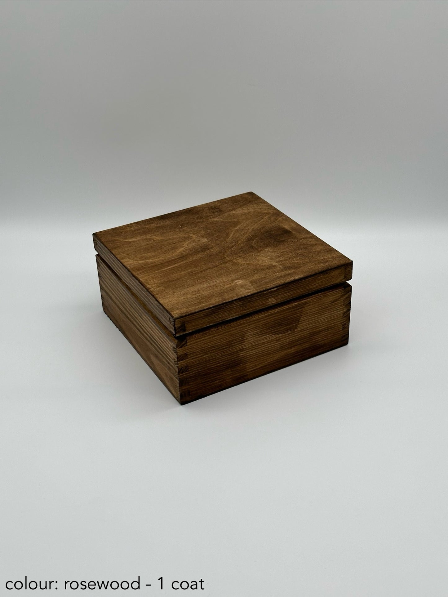 Painted medium square box - rosewood