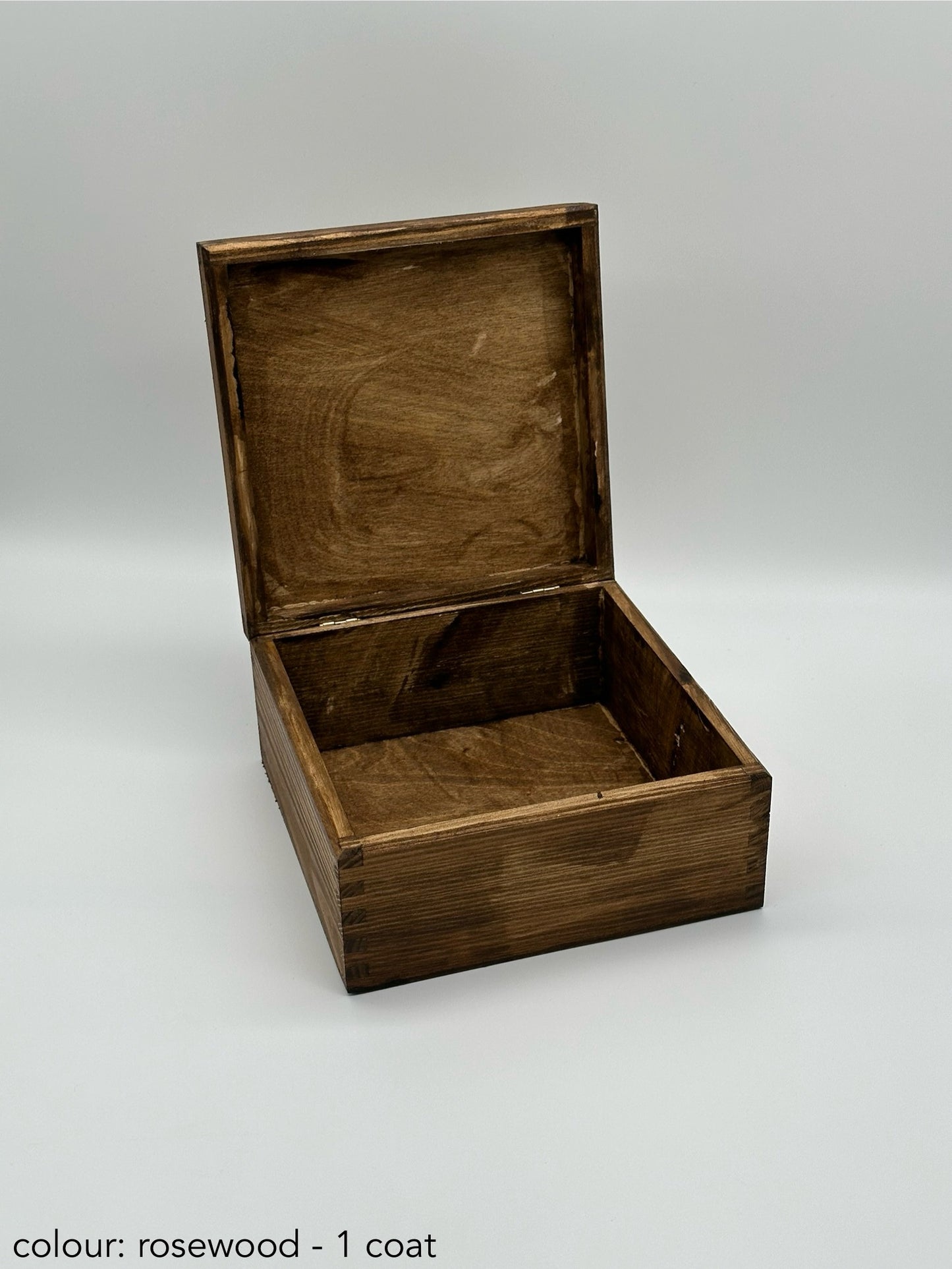 Painted medium square box - rosewood