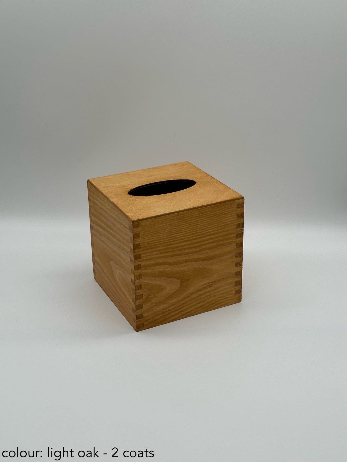 Painted Wooden Square Tissue Box – Light Oak