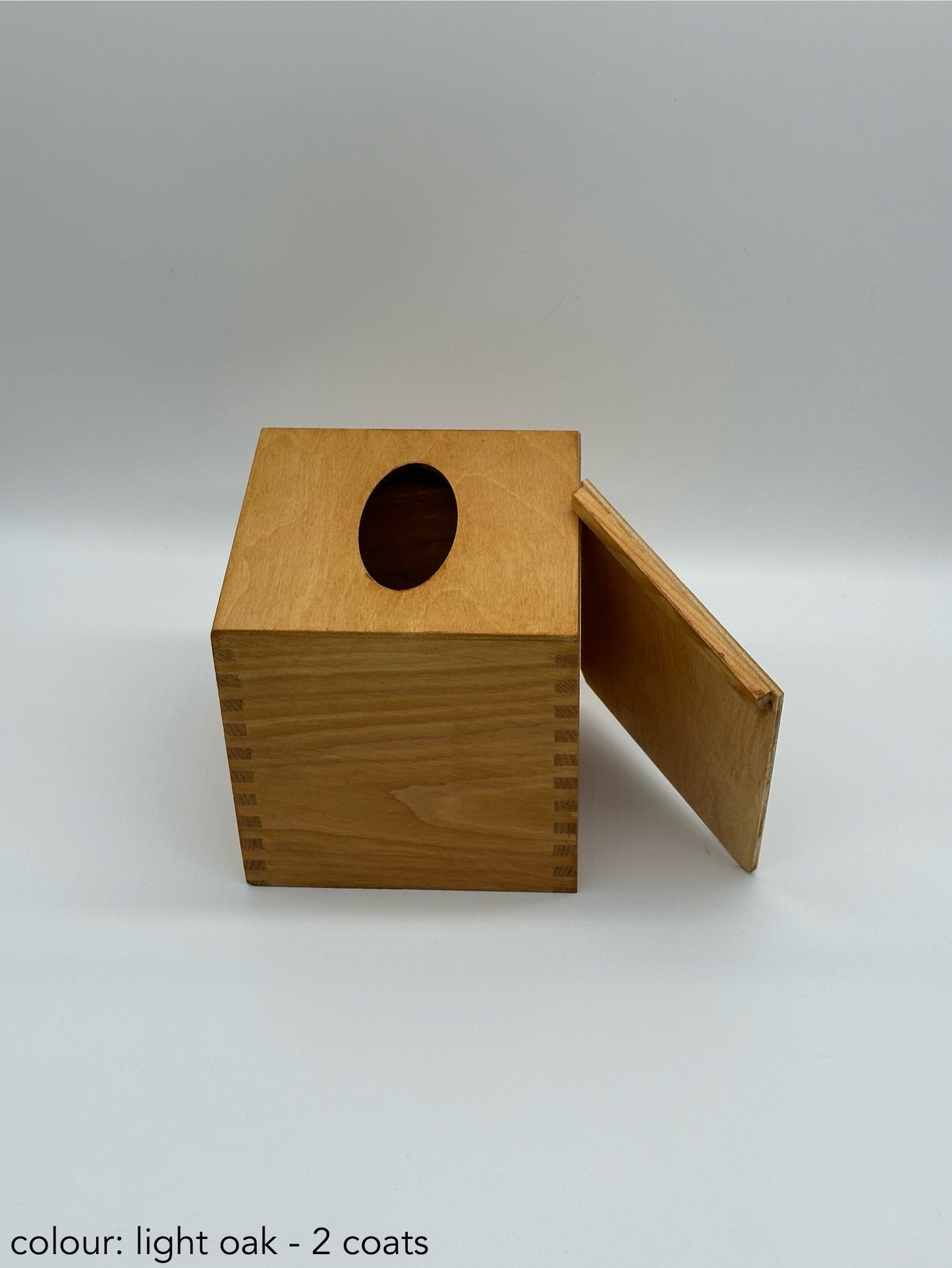 Painted Wooden Square Tissue Box – Light Oak