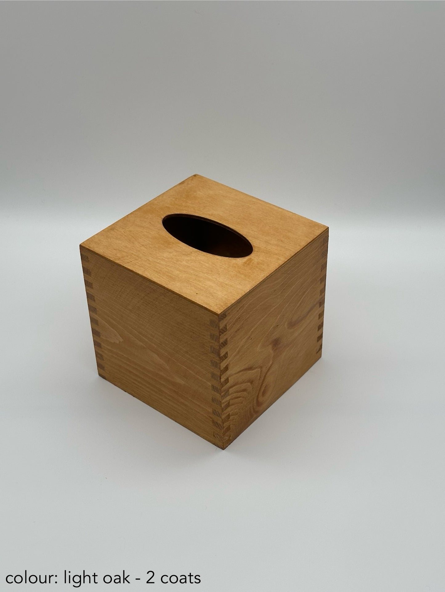 Painted Wooden Square Tissue Box – Light Oak