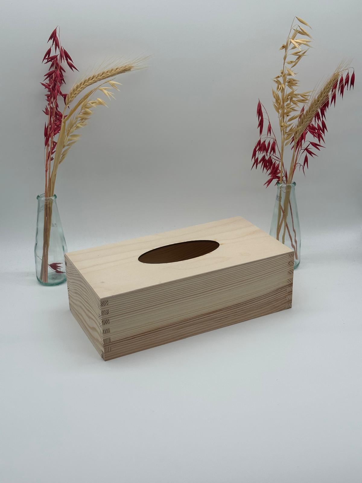 Plain Wooden Tissue Box – Sliding Lid – Rectangular – Unpainted