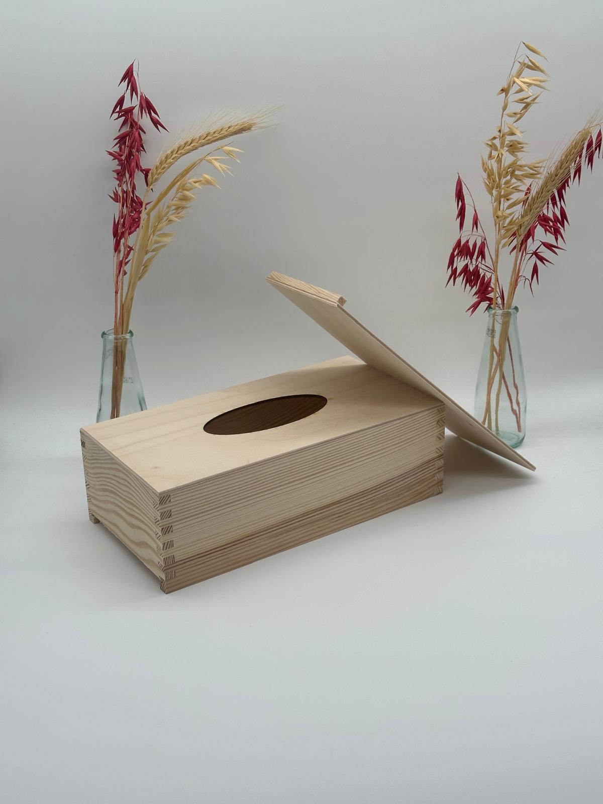 Plain Wooden Tissue Box – Sliding Lid – Rectangular – Unpainted