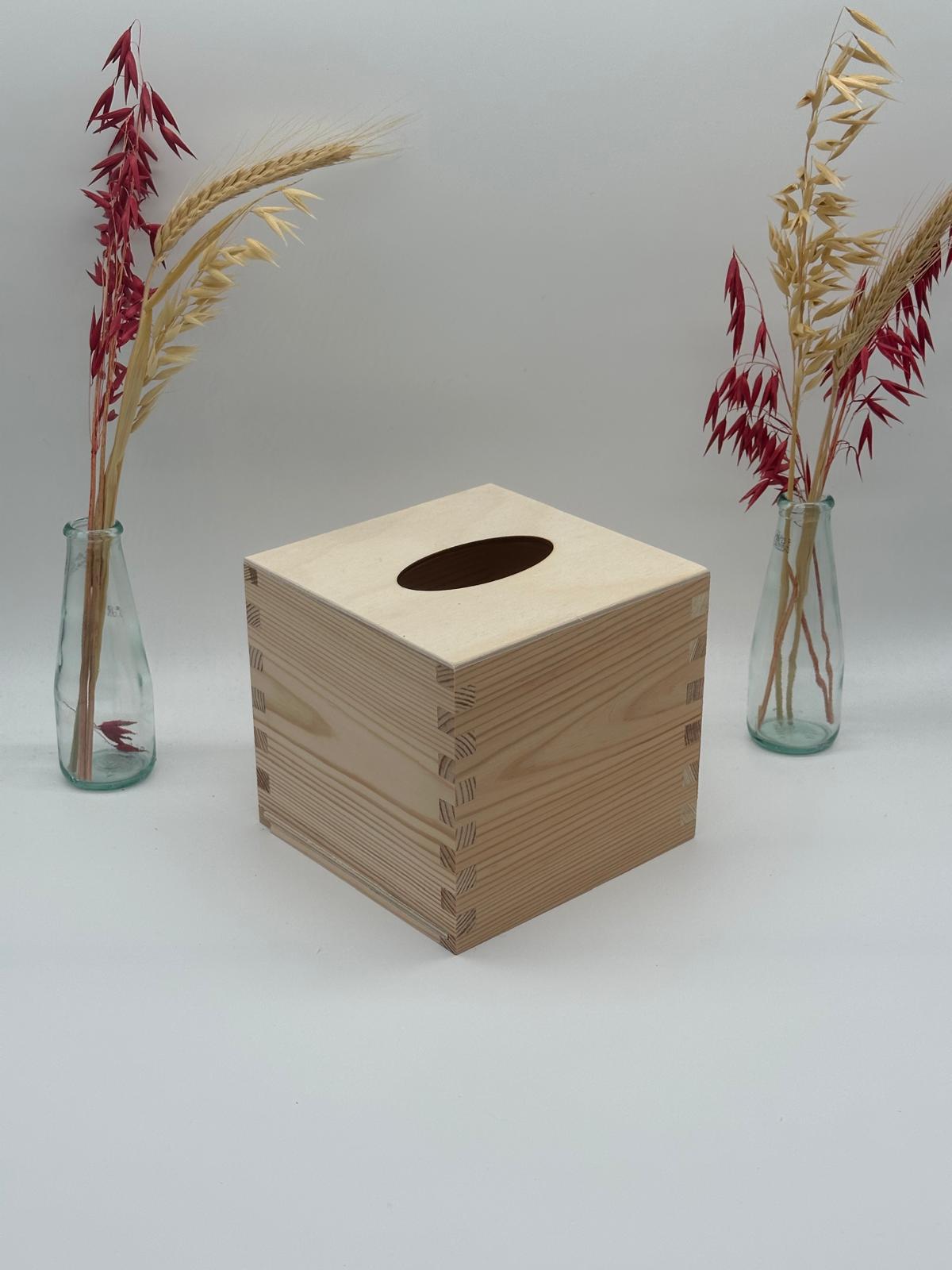 Plain Wooden Tissue Box – Sliding Lid – Square – Unpainted