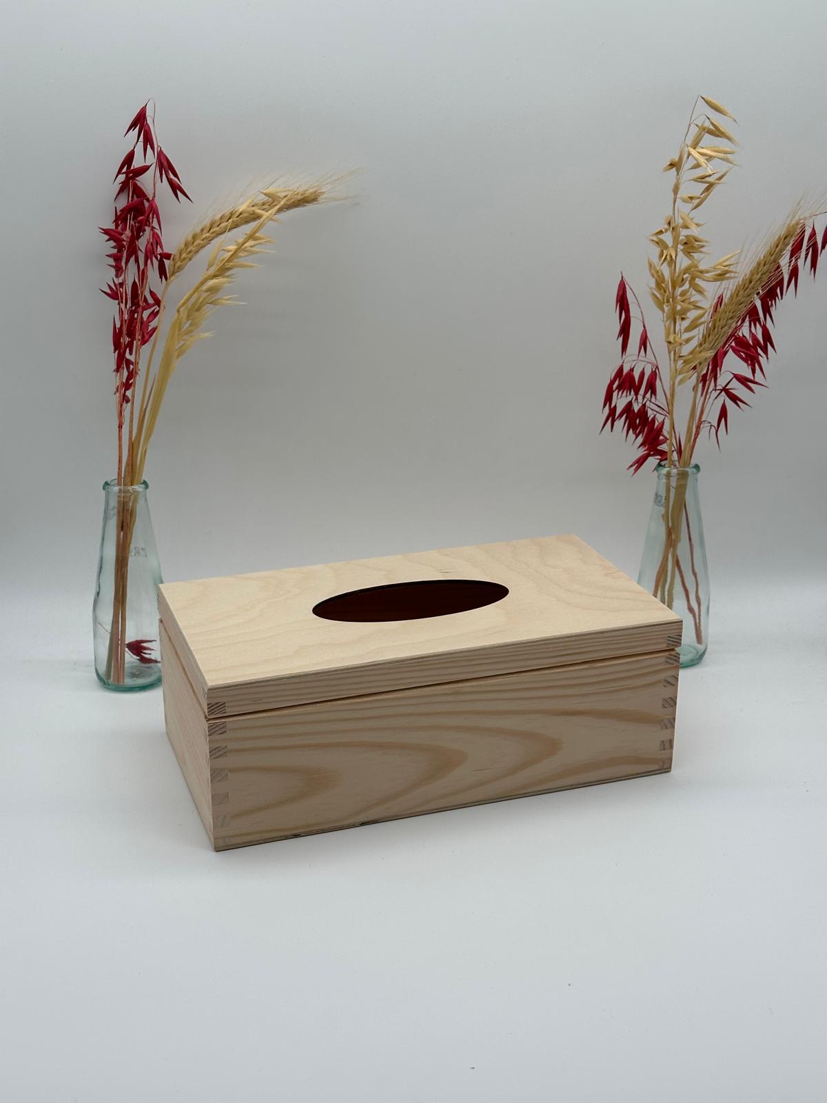 Plain Wooden Tissue Box – Hinged Lid – Rectangular – Unpainted