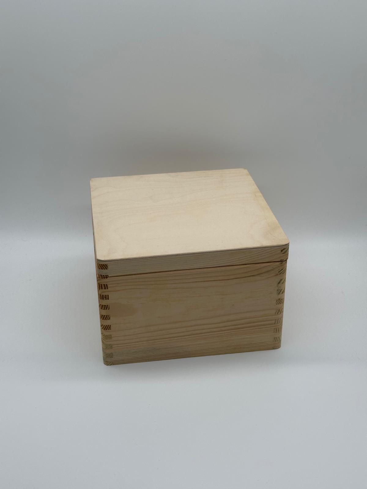 Plain Wooden Box – Square – 20cm – Unpainted Craft Box