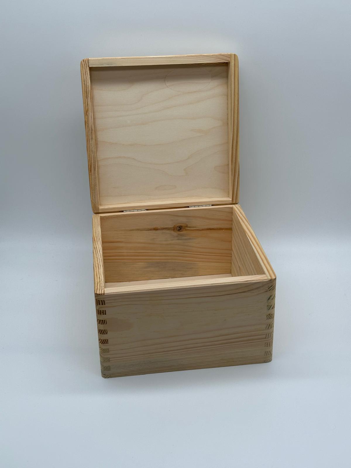 Plain Wooden Box – Square – 20cm – Unpainted Craft Box