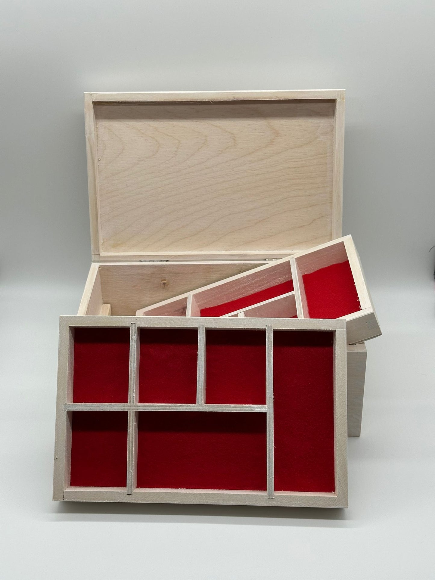 Painted Wooden Jewellery Box – White – Felt Lined Inserts