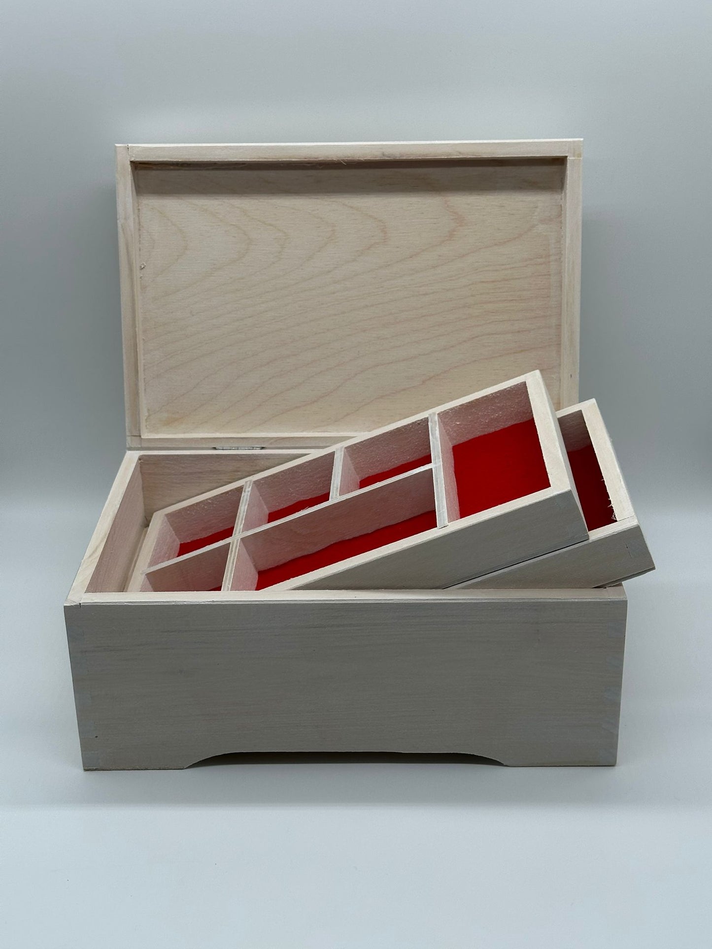 Painted Wooden Jewellery Box – White – Felt Lined Inserts