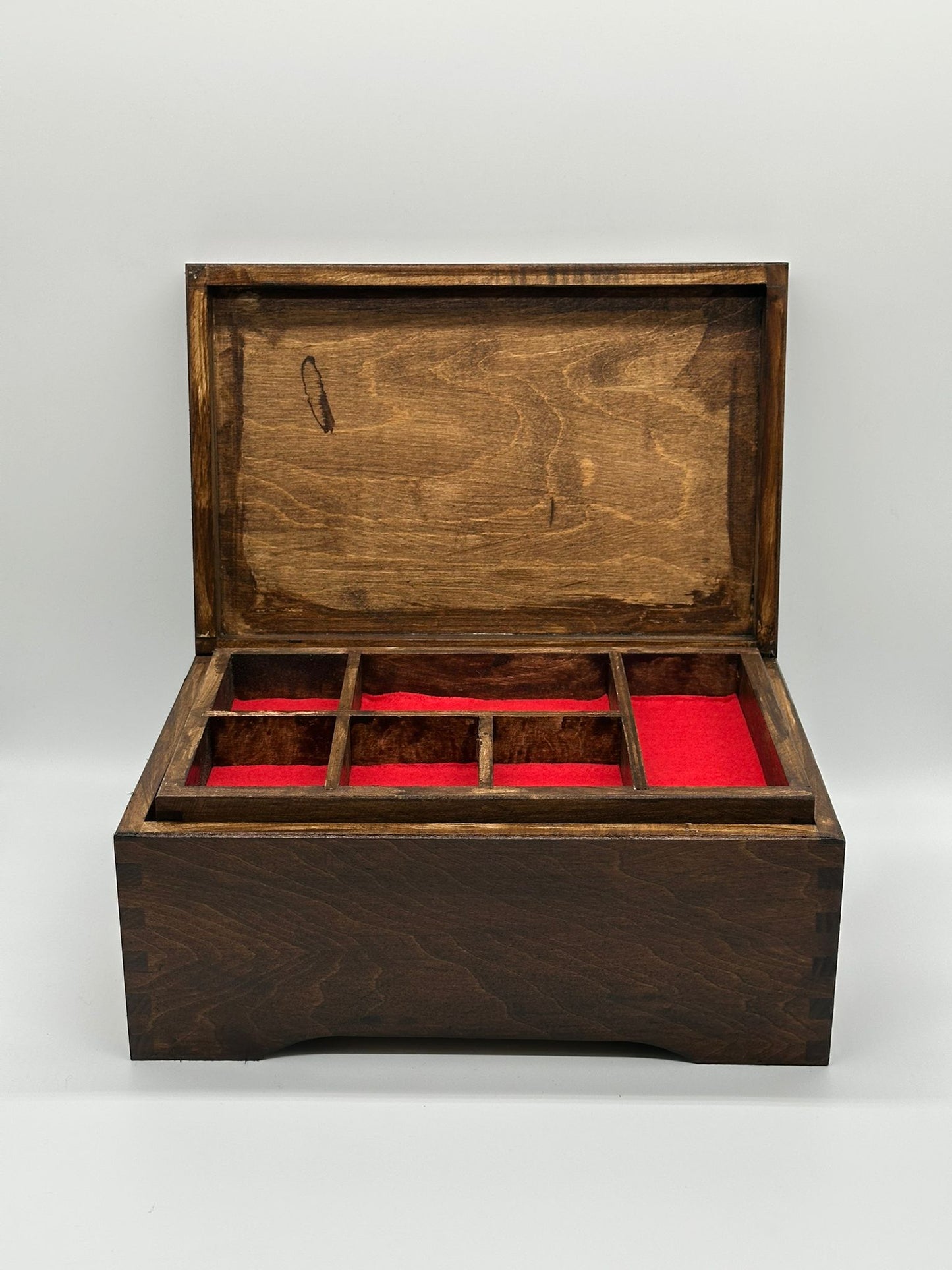 Painted Wooden Jewellery Box – Rosewood – Felt Lined Inserts