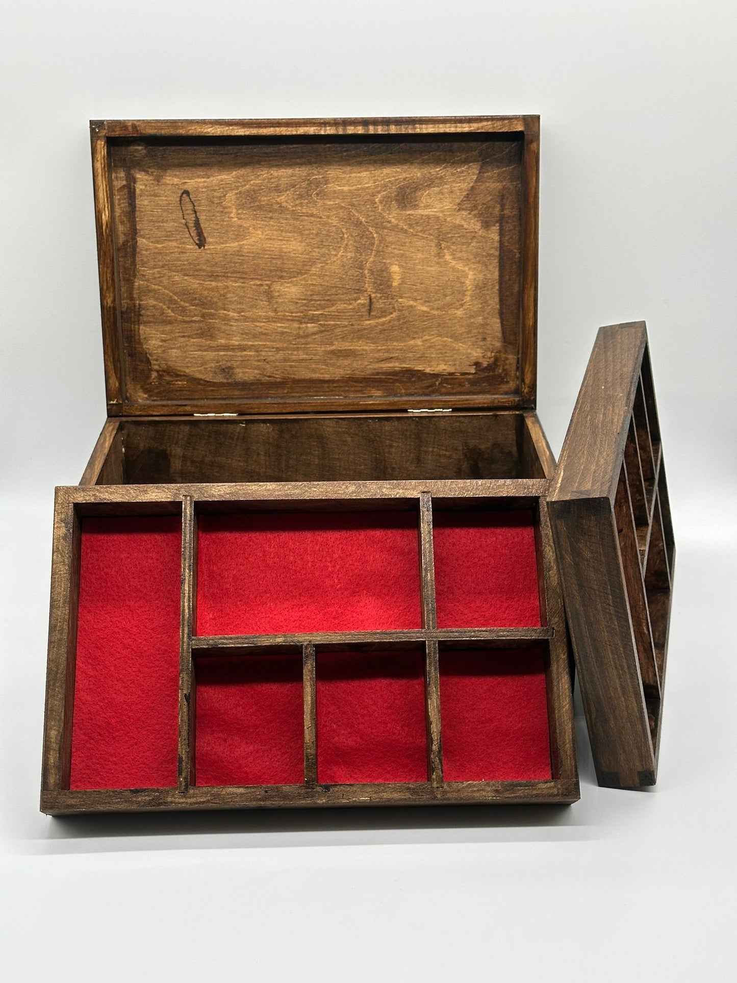 Painted Wooden Jewellery Box – Rosewood – Felt Lined Inserts