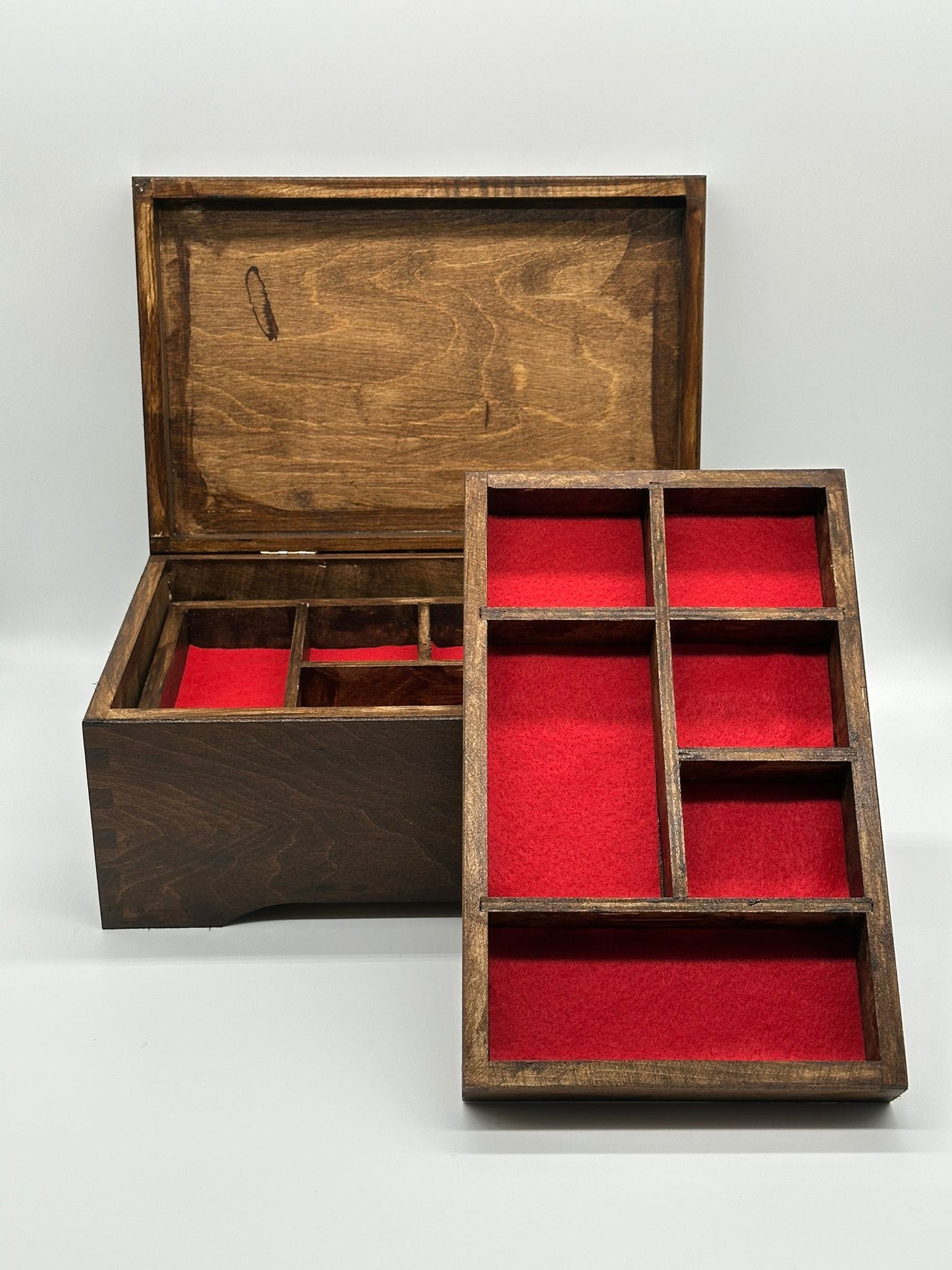 Painted Wooden Jewellery Box – Rosewood – Felt Lined Inserts