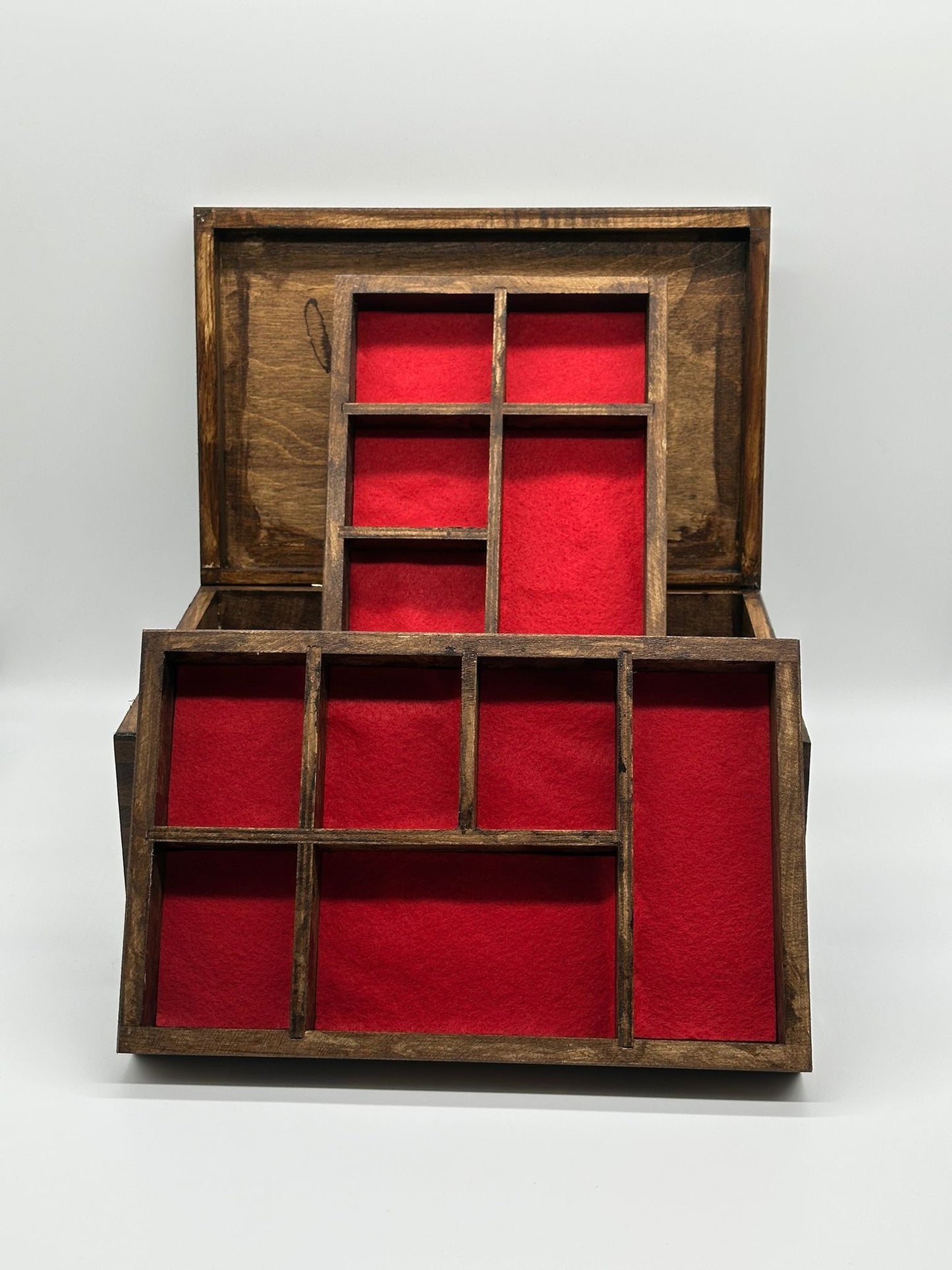 Painted Wooden Jewellery Box – Rosewood – Felt Lined Inserts