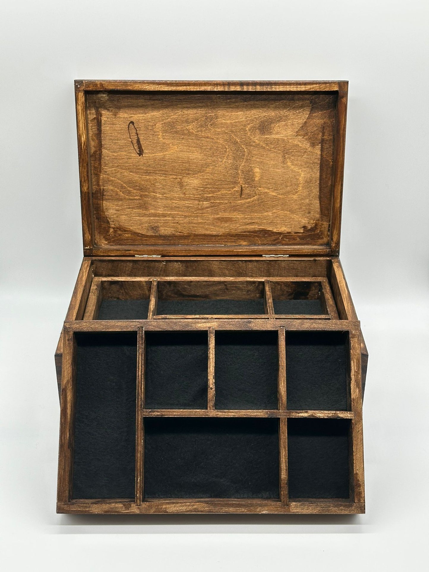 Painted Wooden Jewellery Box – Rosewood – Felt Lined Inserts