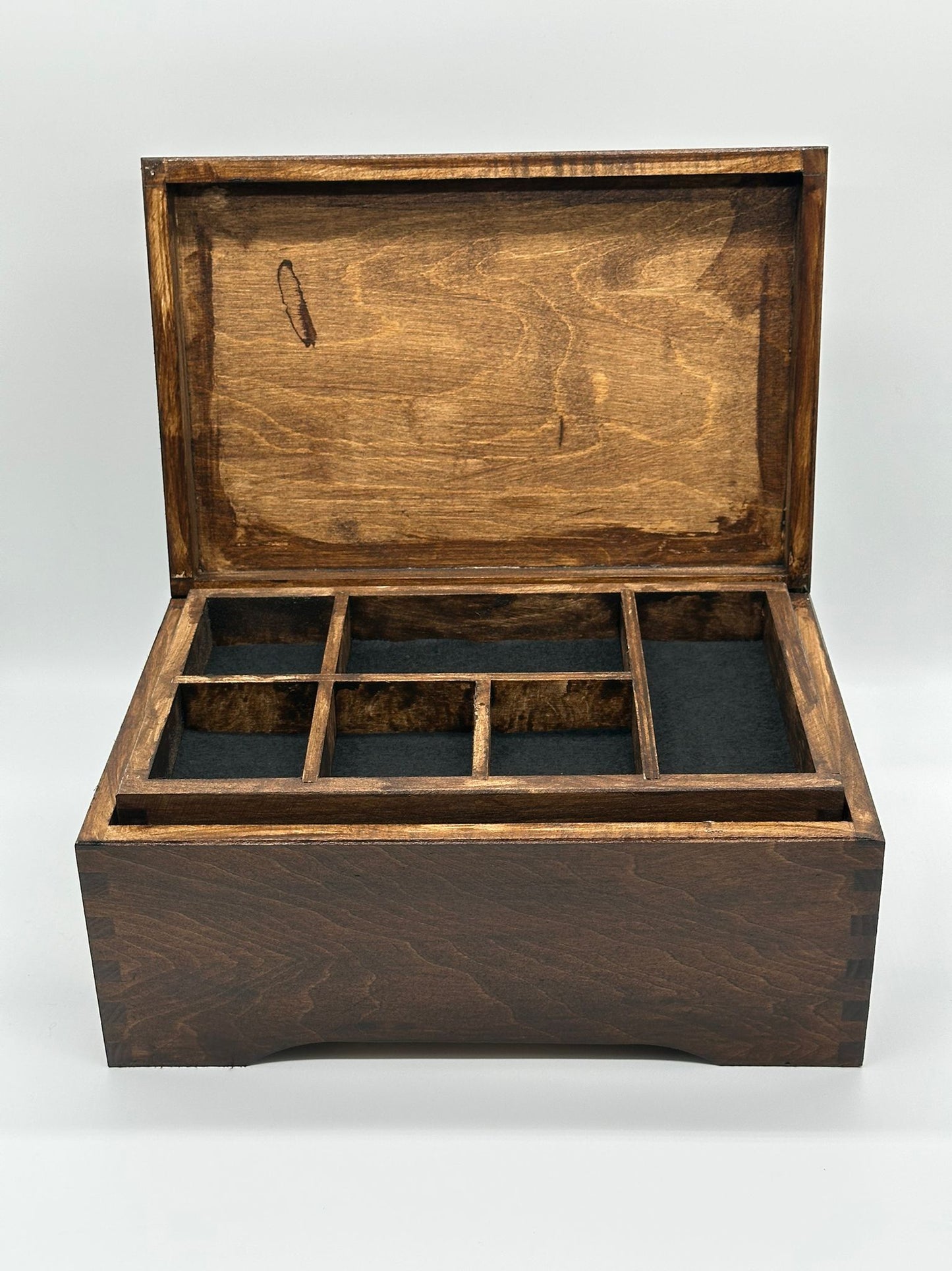 Painted Wooden Jewellery Box – Rosewood – Felt Lined Inserts
