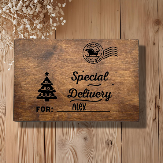 Personalised Wooden Christmas Box – Special Delivery Edition – Large Rectangular