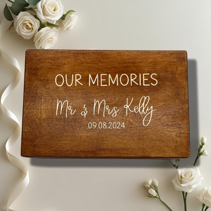 Personalised Wooden Keepsake Box – “Our Memories” – Without Heart