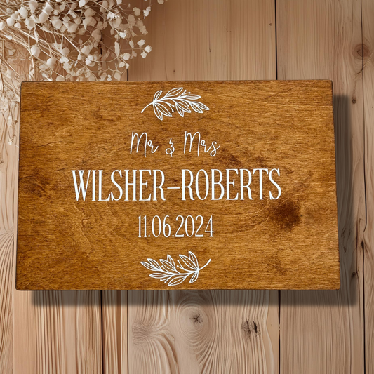 Personalised Wooden Keepsake Box – Anniversary / Wedding Day – Large Rectangular