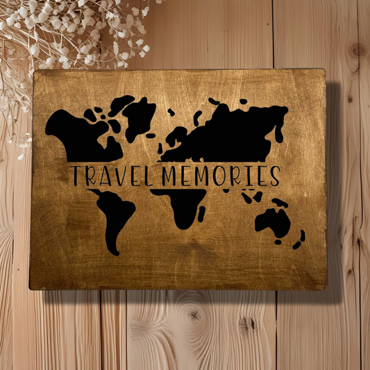 Personalised Travel Keepsake Box – Alternate Globe Design – Large Rectangular