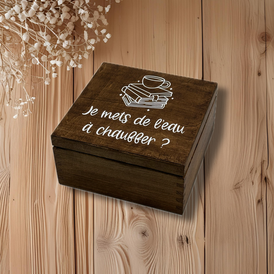 Personalised tea box – A Cup and Books – 12 compartments