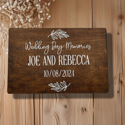 Personalised Wooden Keepsake Box – Anniversary / Wedding Day – With Heart