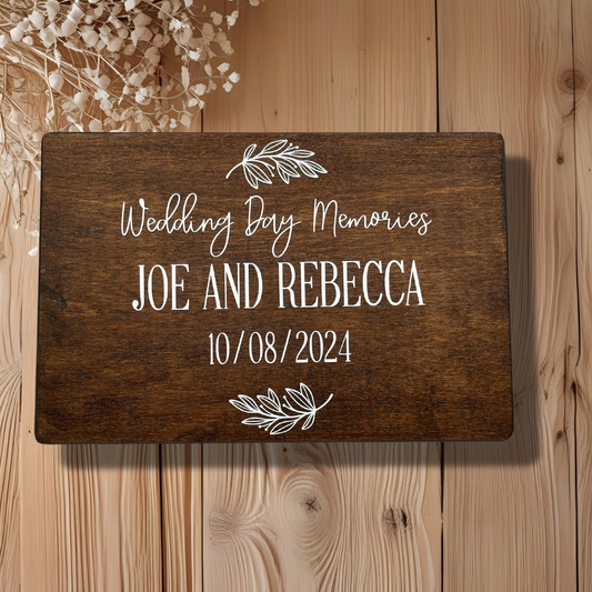 Personalised Wooden Keepsake Box – Anniversary / Wedding Day – With Heart