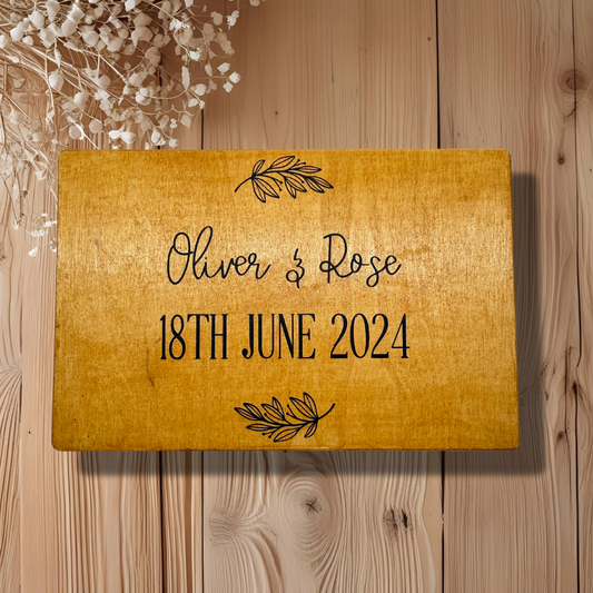 Personalised Wooden Keepsake Box – Anniversary / Wedding Day – Without Heart