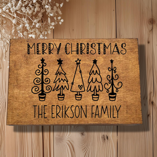 Personalised Wooden Christmas Box – Merry Christmas – Large Rectangular
